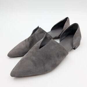 Vince Darlington Flats Suede Pointy Toe Shoes Women's Gray Size US8.5M EU38.5